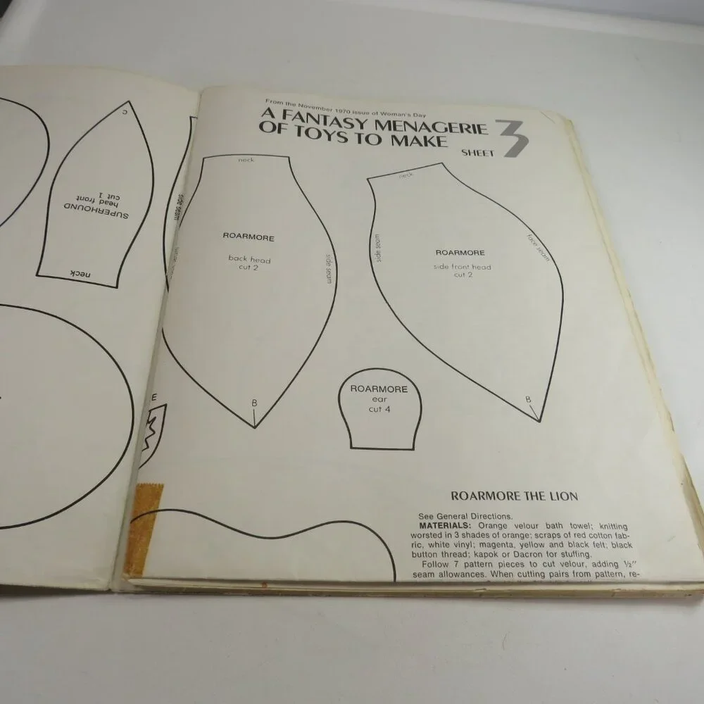 Woman's Day Mag. Nov. 1970 Toy Sewing Patterns UNCUT complete